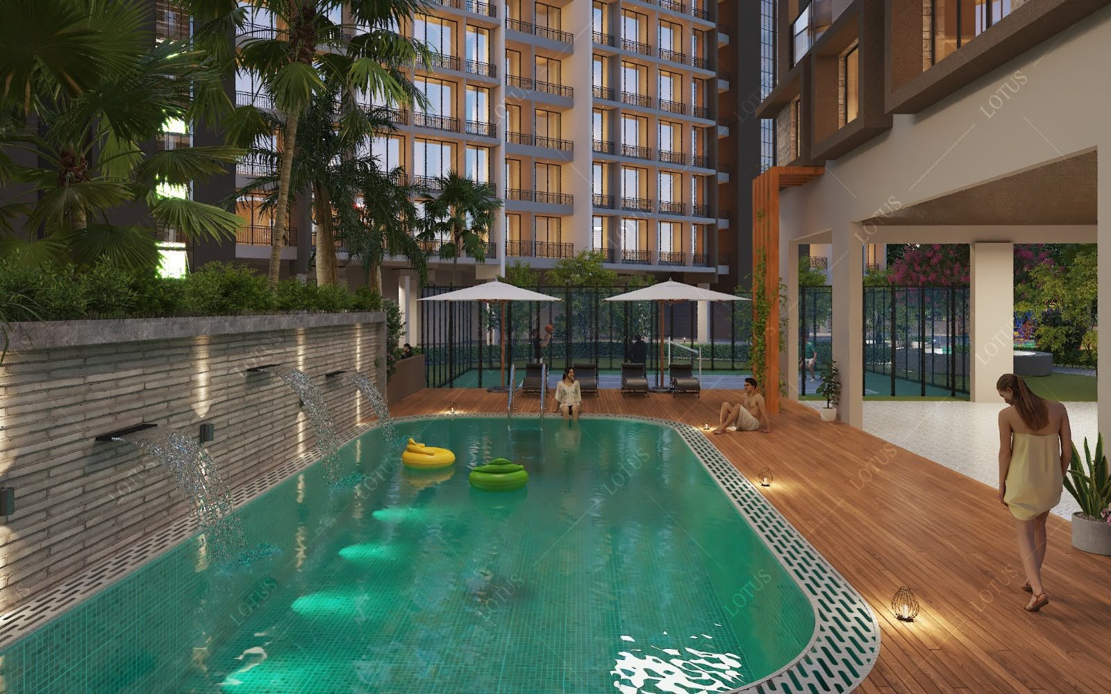 Waterfall swimming pool